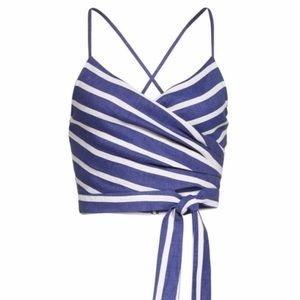 Alice + Olivia Wrap Crop Stripped Top